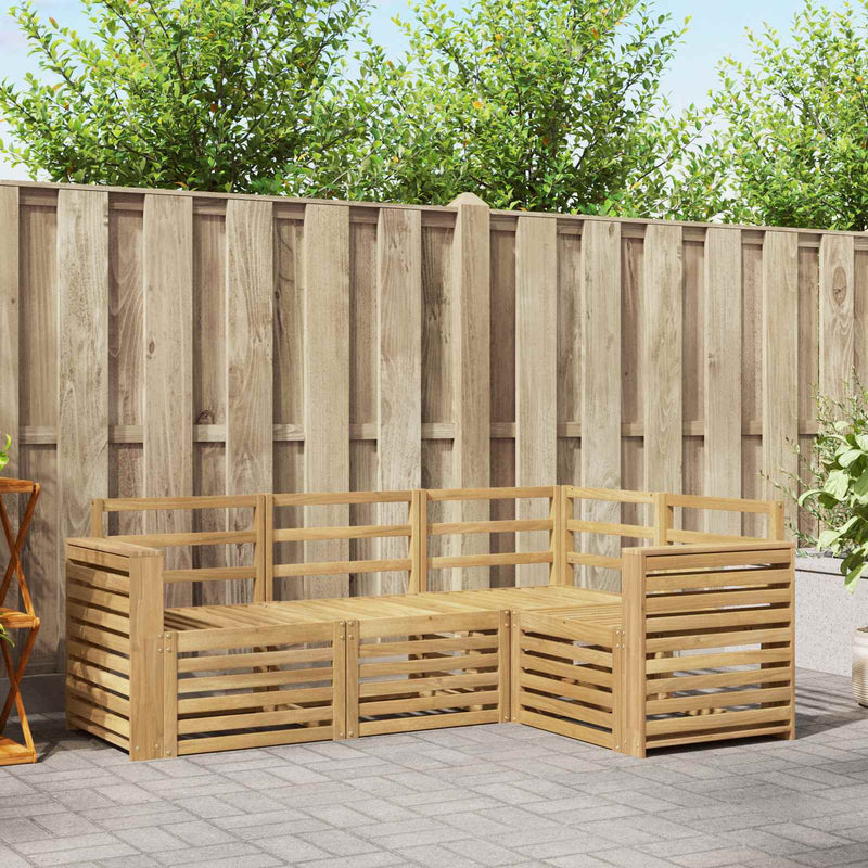 Set de canapele de exterior 4 buc. Alb Lemn Solid de Acacia