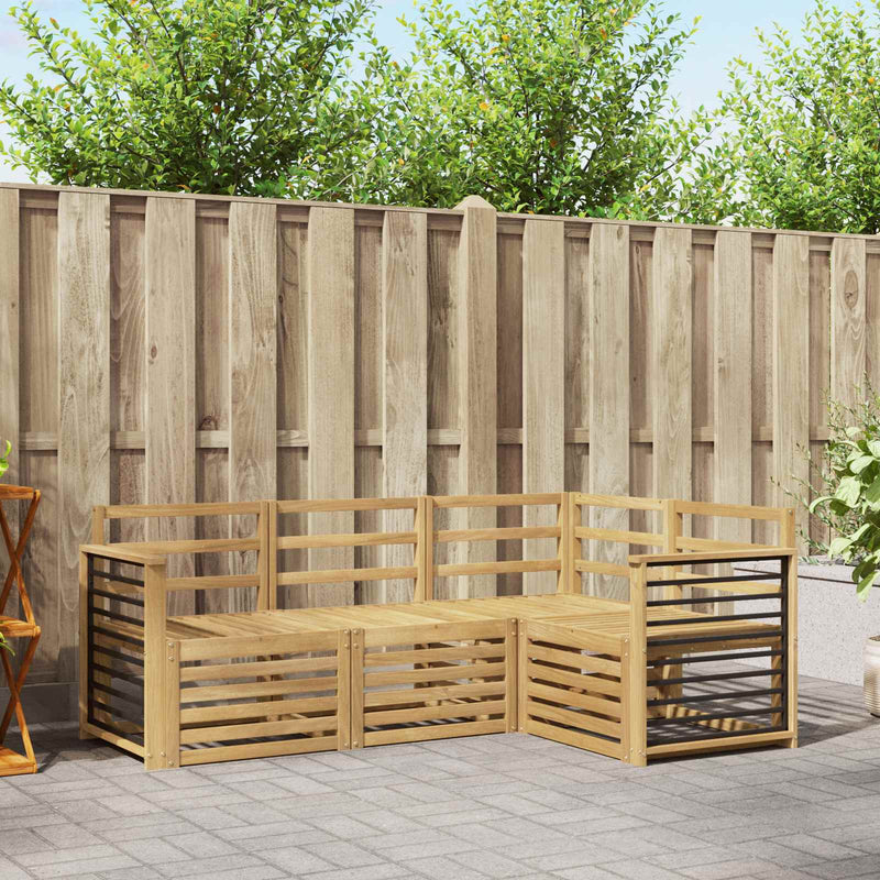 Set de canapele de exterior 4 buc. Alb Lemn Solid de Acacia