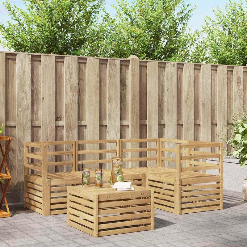 Set de canapele de exterior 5 buc. Alb Lemn Solid de Acacia
