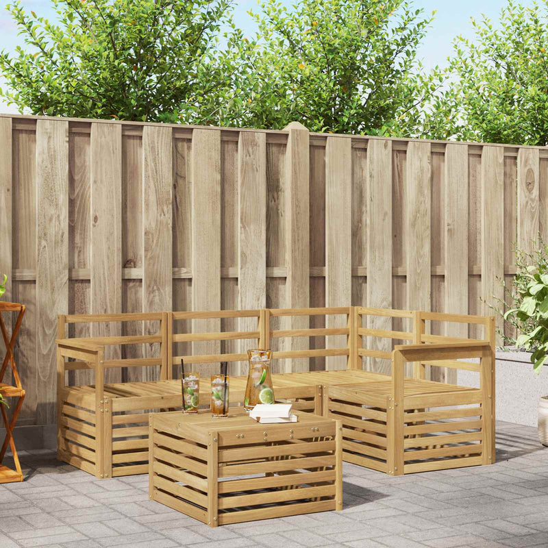 Set de canapele de exterior 5 buc. Alb Lemn Solid de Acacia