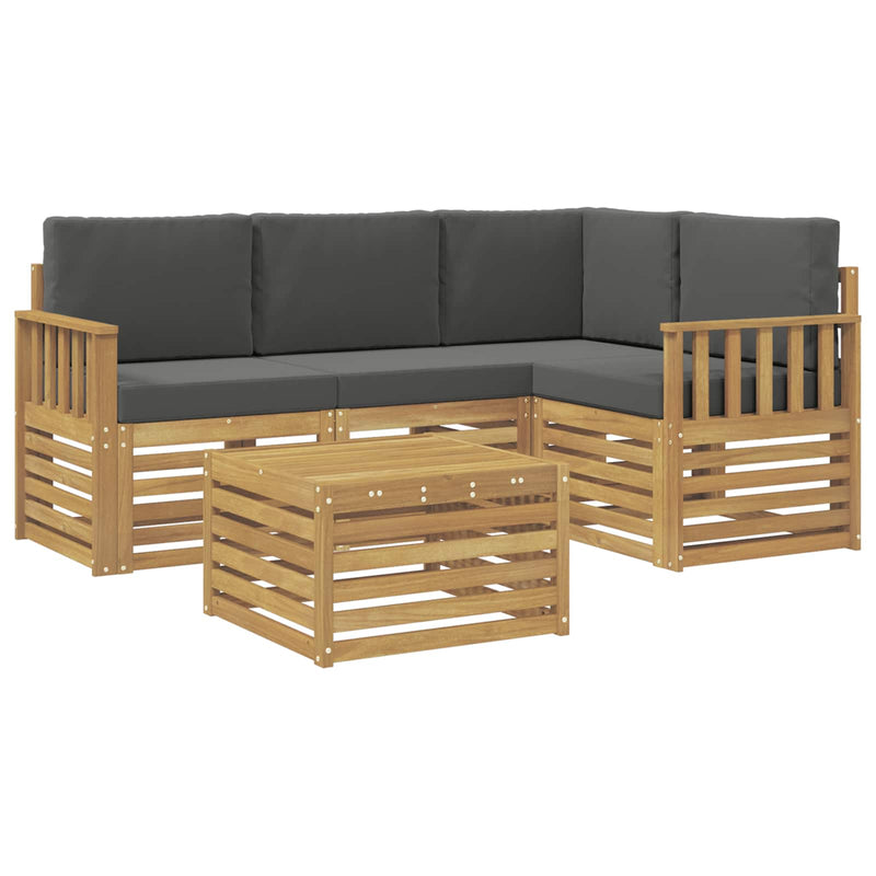 Set de canapele de exterior 5 buc. Alb și antracit Poliester