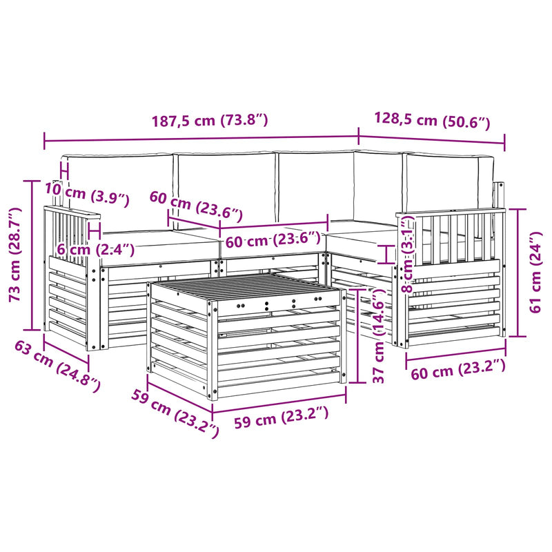 Set de canapele de exterior 5 buc. Alb și antracit Poliester