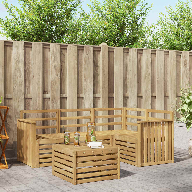 Set de canapele de exterior 5 buc. Alb Lemn Solid de Acacia