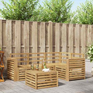 Set de canapele de exterior 5 buc. Alb Lemn Solid de Acacia