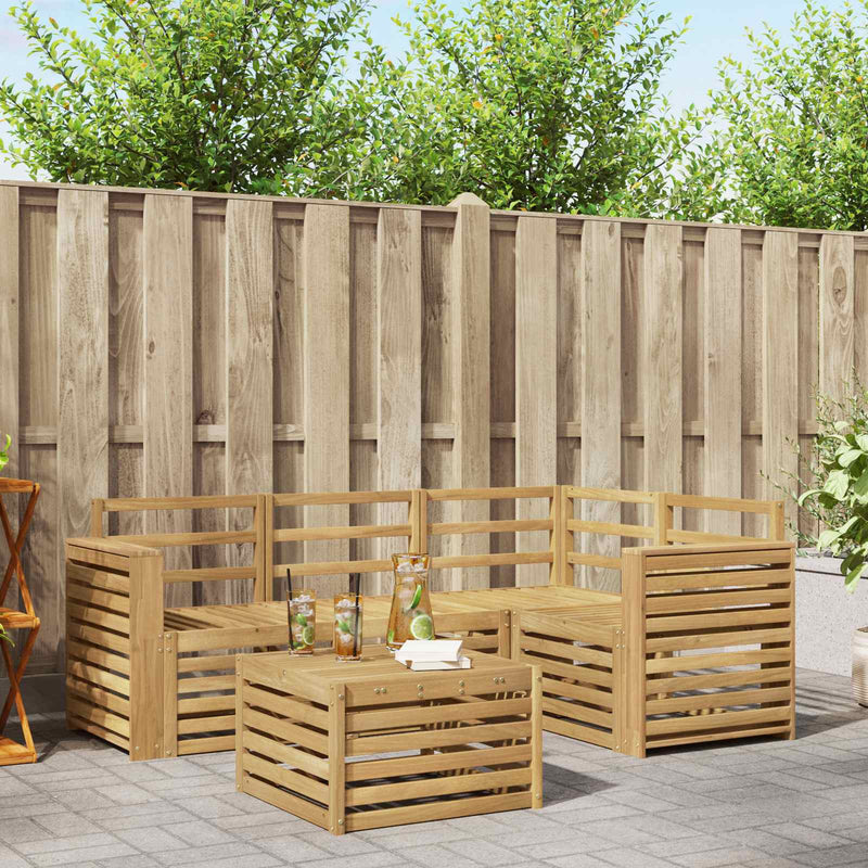 Set de canapele de exterior 5 buc. Alb Lemn Solid de Acacia