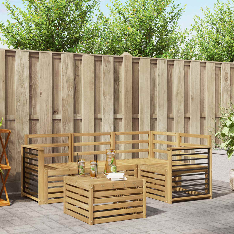 Set de canapele de exterior 5 buc. Alb Lemn Solid de Acacia