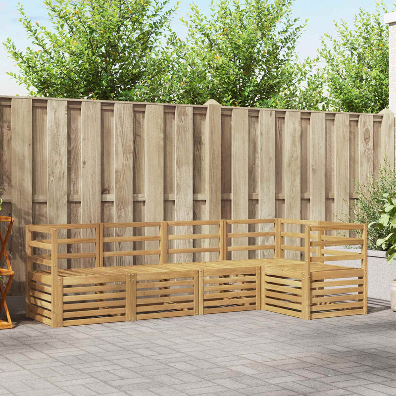Set de canapele de exterior 5 buc. Alb Lemn Solid de Acacia