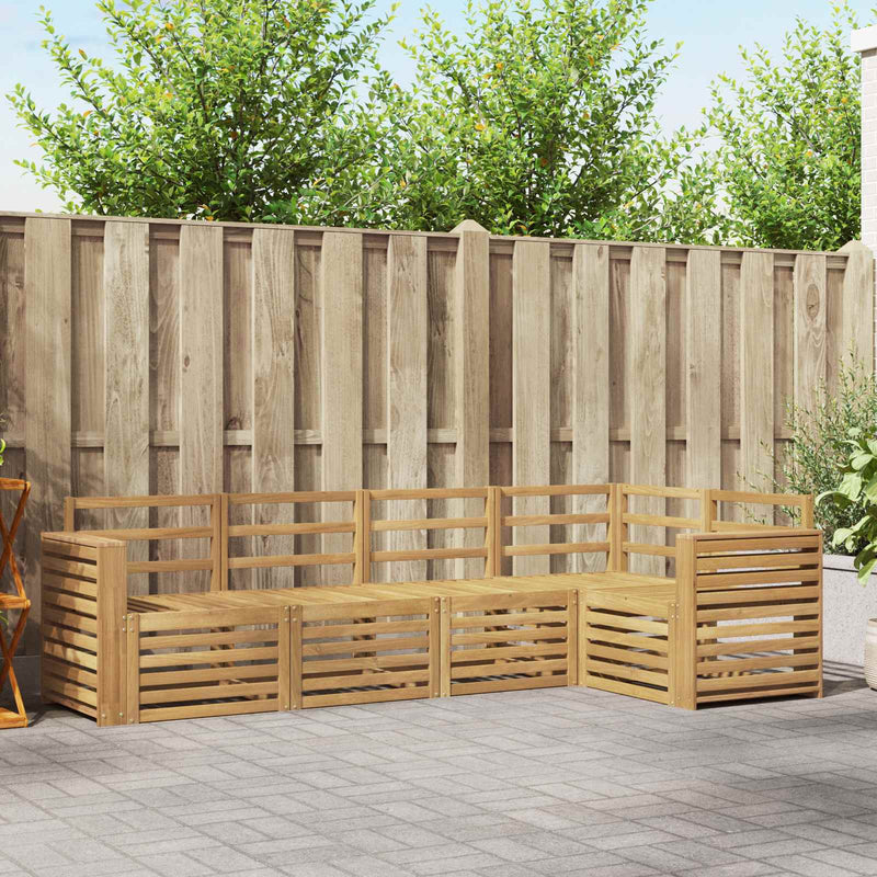 Set de canapele de exterior 5 buc. Alb Lemn Solid de Acacia
