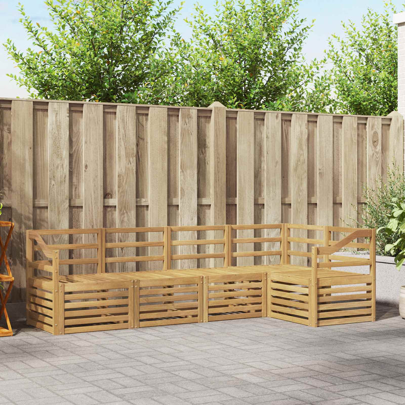 Set de canapele de exterior 5 buc. Alb Lemn Solid de Acacia
