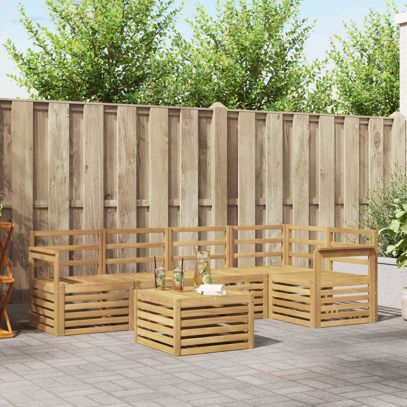 Set de canapele de exterior 6 buc. Alb Lemn Solid de Acacia