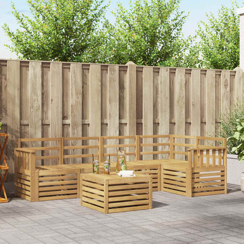Set de canapele de exterior 6 buc. Alb Lemn Solid de Acacia