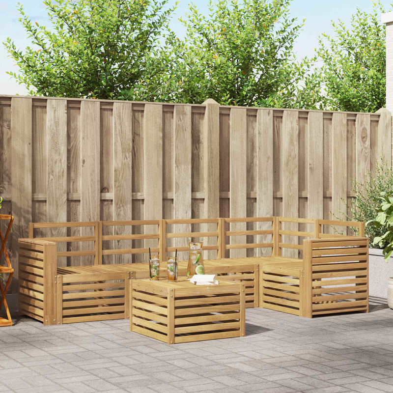 Set de canapele de exterior 6 buc. Alb Lemn Solid de Acacia