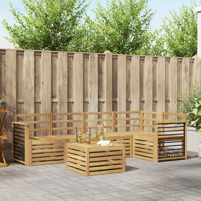 Set de canapele de exterior 6 buc. Alb Lemn Solid de Acacia