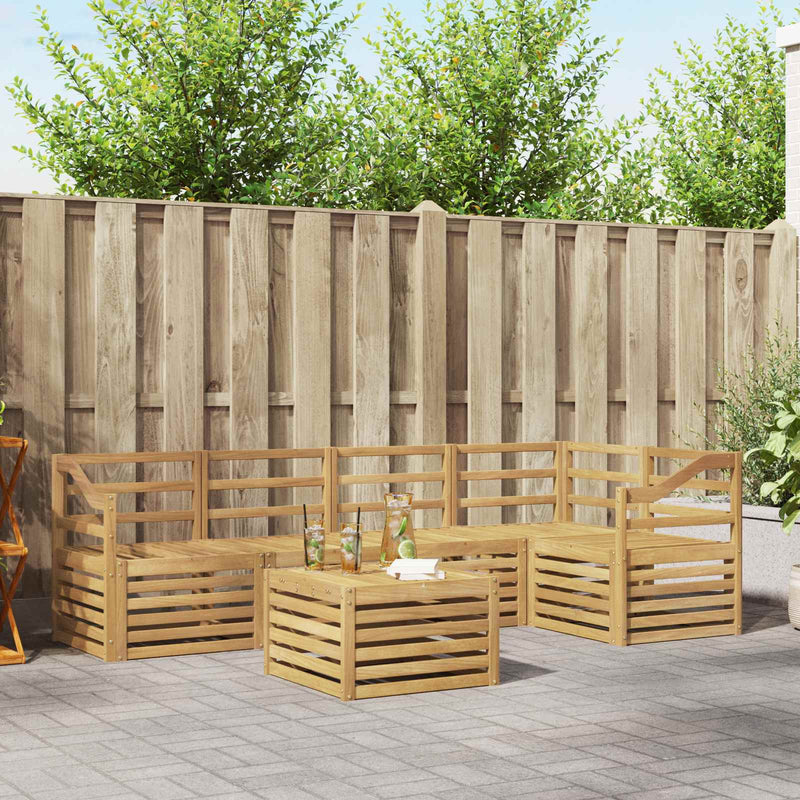 Set de canapele de exterior 6 buc. Alb Lemn Solid de Acacia