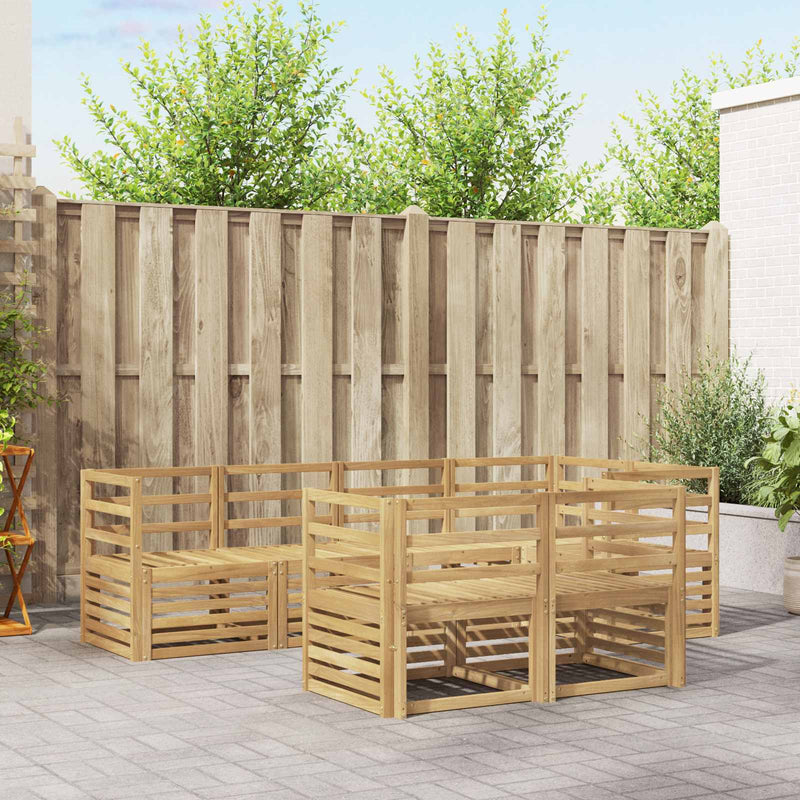 Set de canapele de exterior 7 buc. Alb Lemn Solid de Acacia