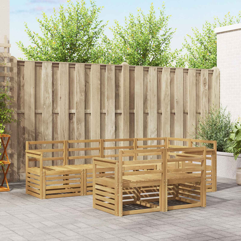 Set de canapele de exterior 7 buc. Alb Lemn Solid de Acacia