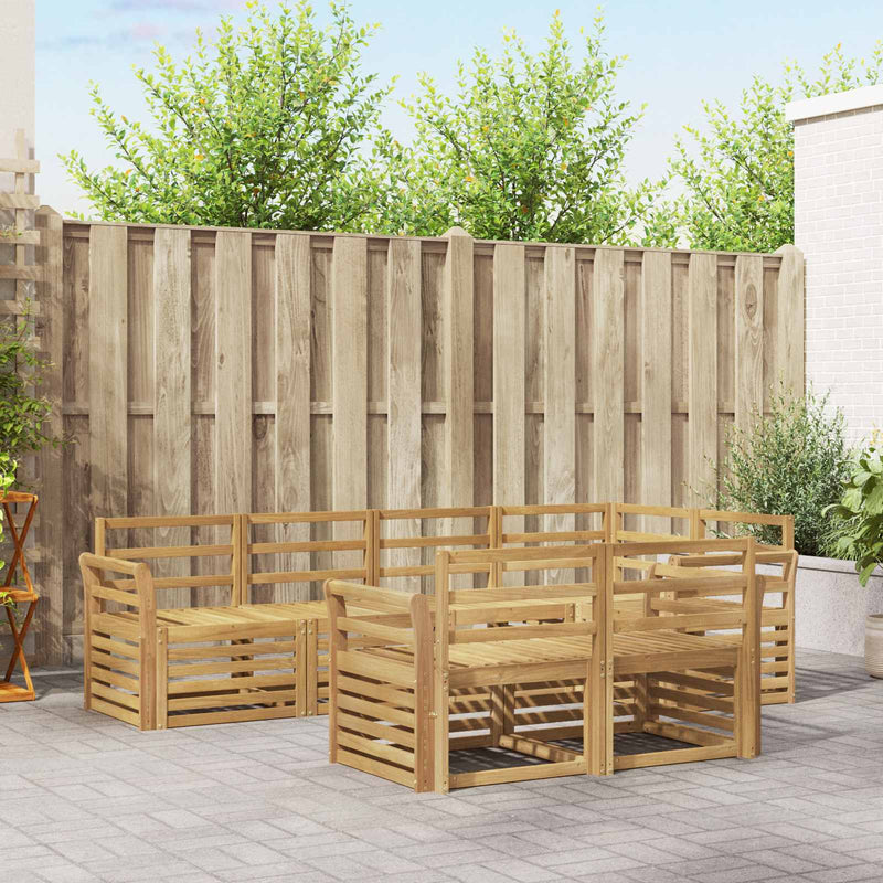 Set de canapele de exterior 7 buc. Alb Lemn Solid de Acacia
