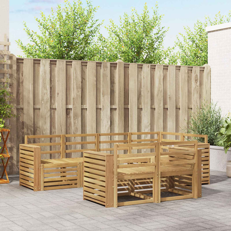 Set de canapele de exterior 7 buc. Alb Lemn Solid de Acacia