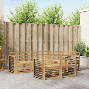 Set de canapele de exterior 7 buc. Alb Lemn Solid de Acacia