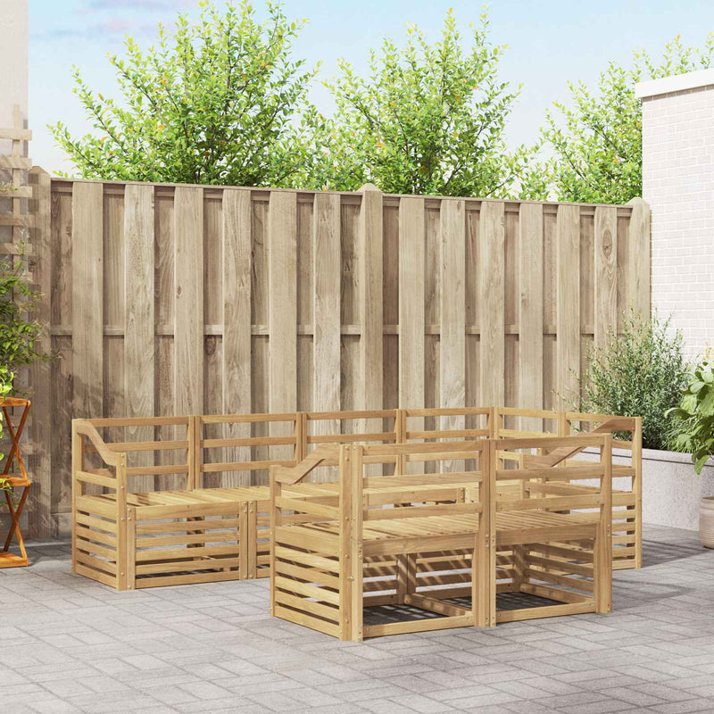 Set de canapele de exterior 7 buc. Alb Lemn Solid de Acacia