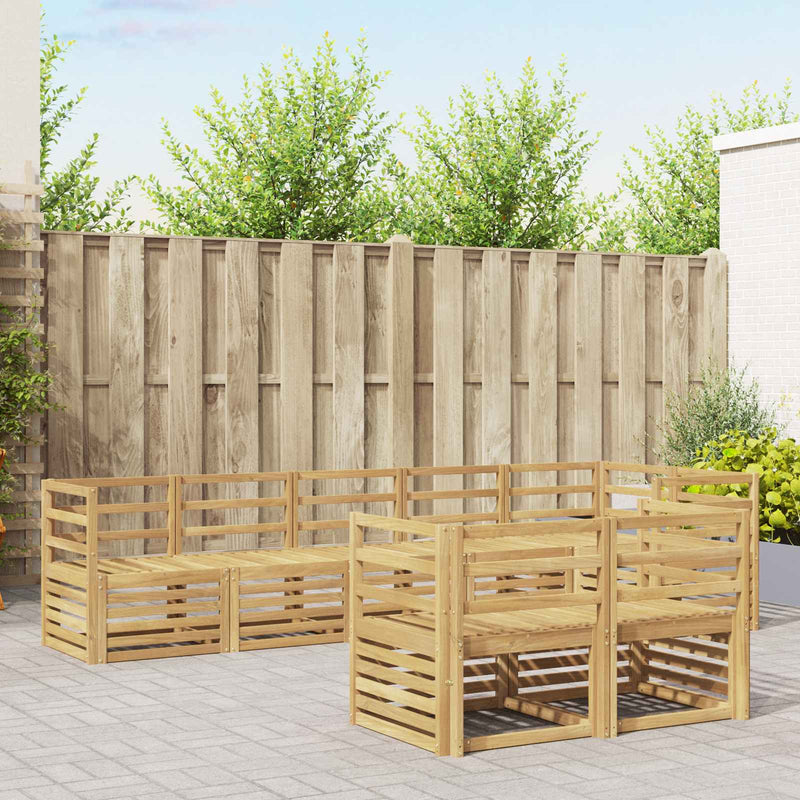 Set de canapele de exterior 8 buc. Alb Lemn Solid de Acacia