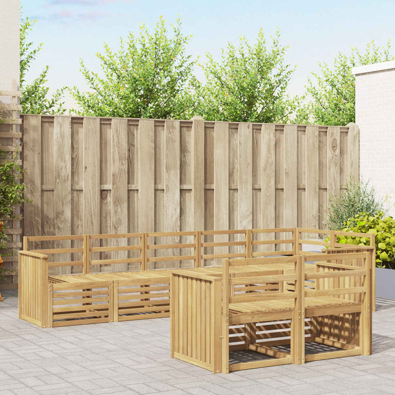 Set de canapele de exterior 8 buc. Alb Lemn Solid de Acacia
