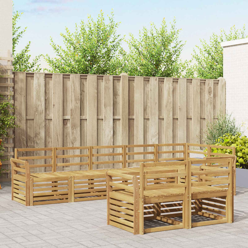 Set de canapele de exterior 8 buc. Alb Lemn Solid de Acacia