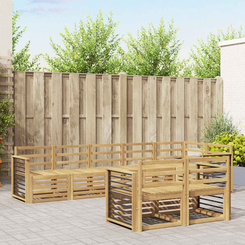 Set de canapele de exterior 8 buc. Alb Lemn Solid de Acacia