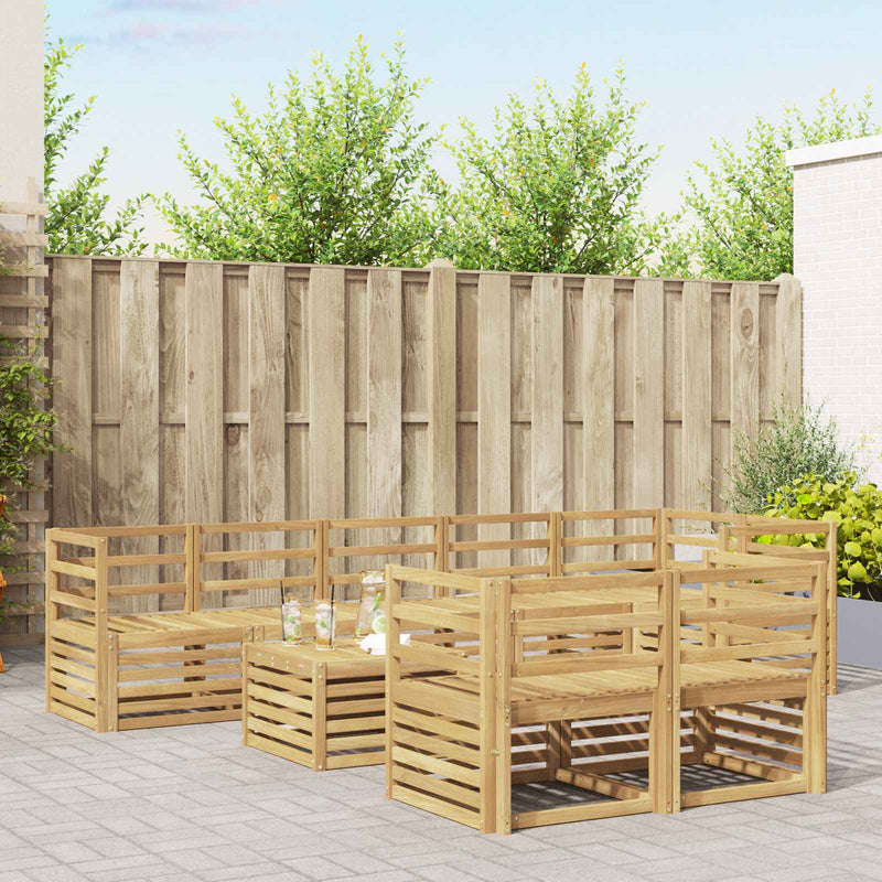 Set de canapele de exterior 9 buc. Alb Lemn Solid de Acacia