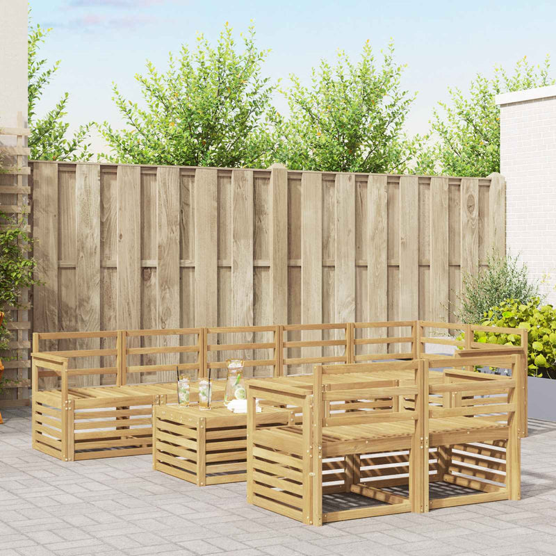 Set de canapele de exterior 9 buc. Alb Lemn Solid de Acacia