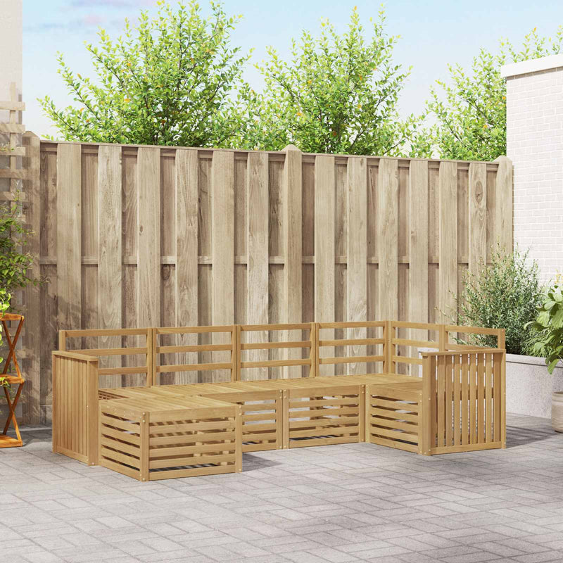 Set de canapele de exterior 6 buc. Alb Poliester