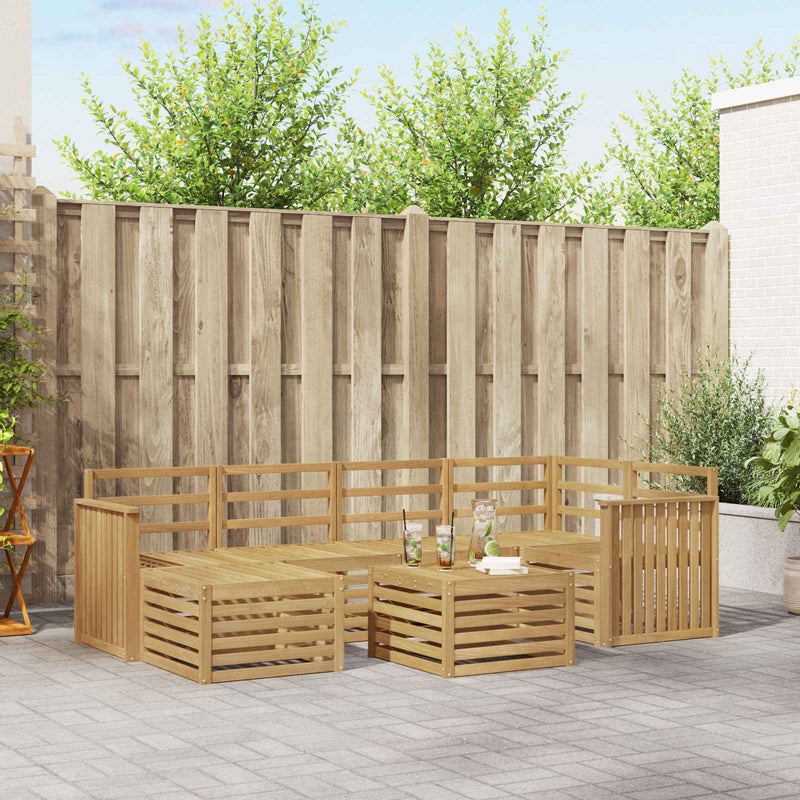 Set de canapele de exterior 7 buc. Alb Poliester