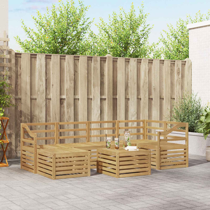 Set de canapele de exterior 7 buc. Alb Poliester