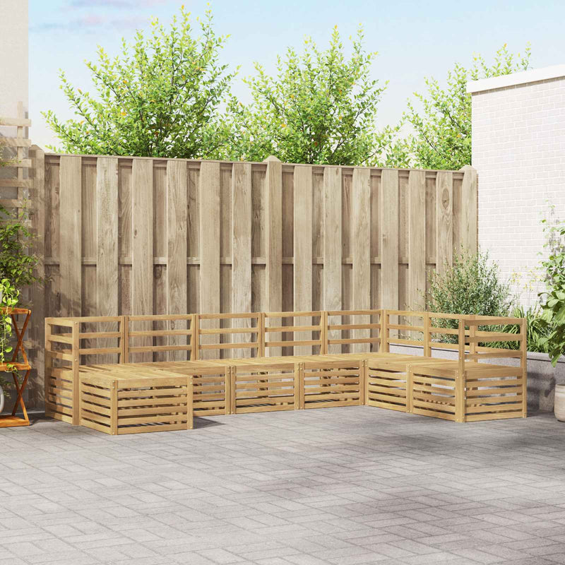 Set de canapele de exterior 8 buc. Alb Lemn Solid de Acacia