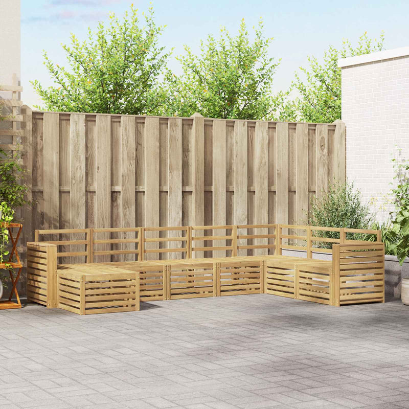 Set de canapele de exterior 8 buc. Alb Lemn Solid de Acacia