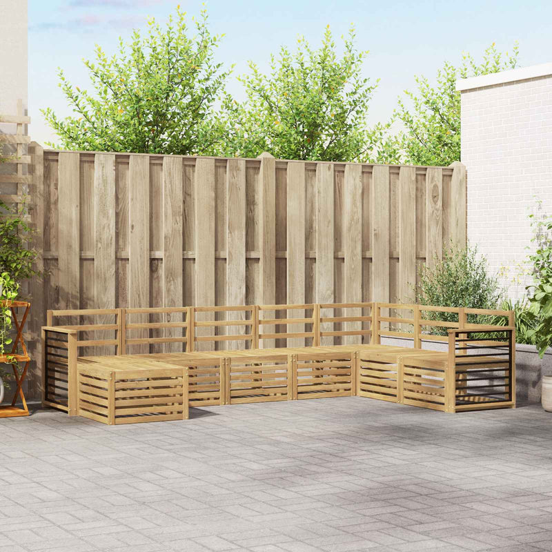 Set de canapele de exterior 8 buc. Alb Lemn Solid de Acacia