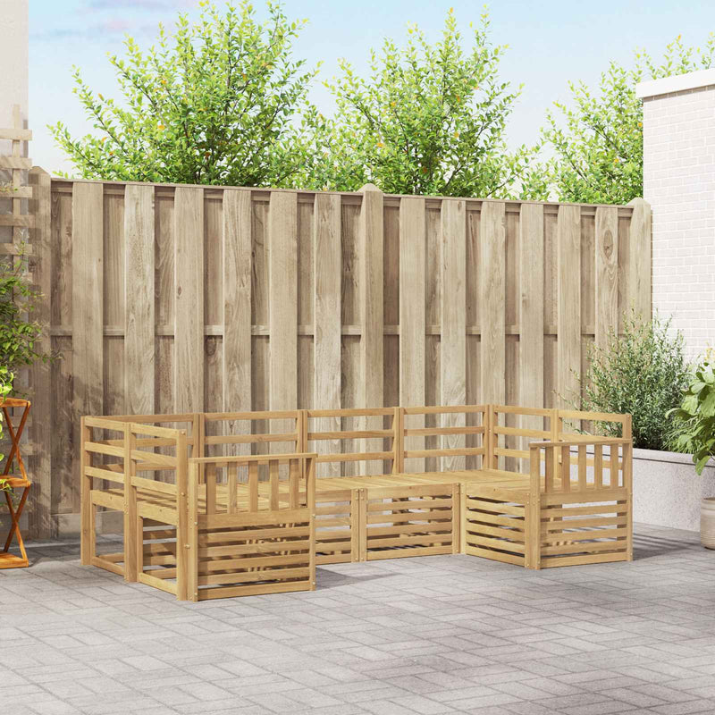 Set de canapele de exterior 6 buc. Alb Lemn Solid de Acacia