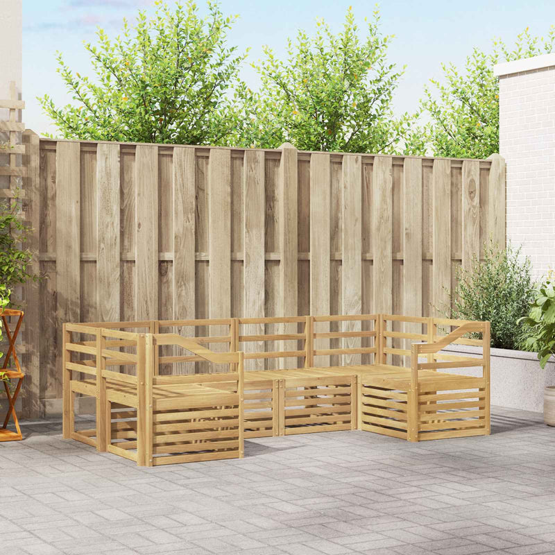 Set de canapele de exterior 6 buc. Alb Lemn Solid de Acacia