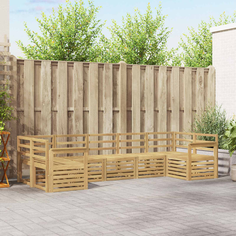 Set de canapele de exterior 7 buc. Alb Lemn Solid de Acacia