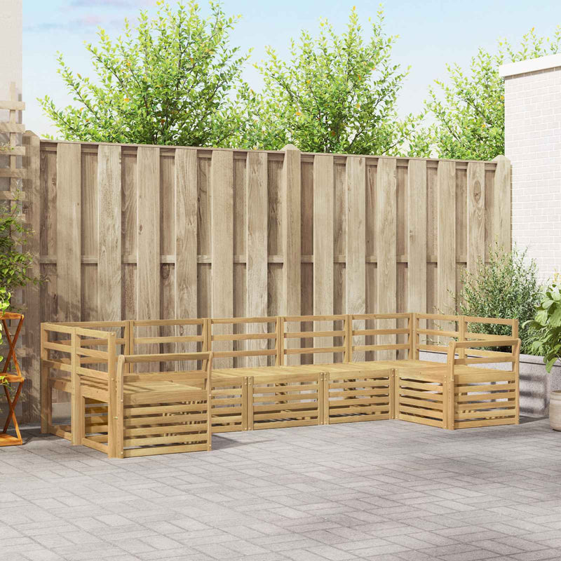 Set de canapele de exterior 7 buc. Alb Lemn Solid de Acacia
