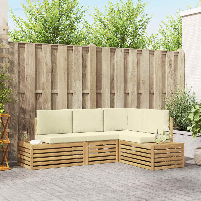 Set de canapele de exterior Alb 213,5 x 154,5 x 73 cm Poliester