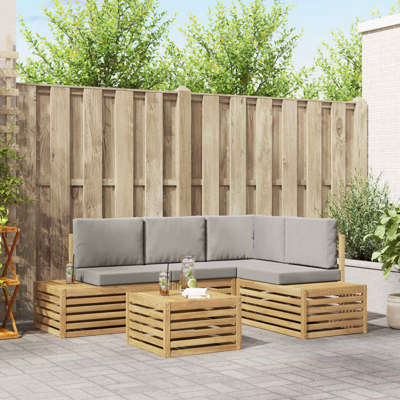 5 buc. Set de canapele de exterior Alb