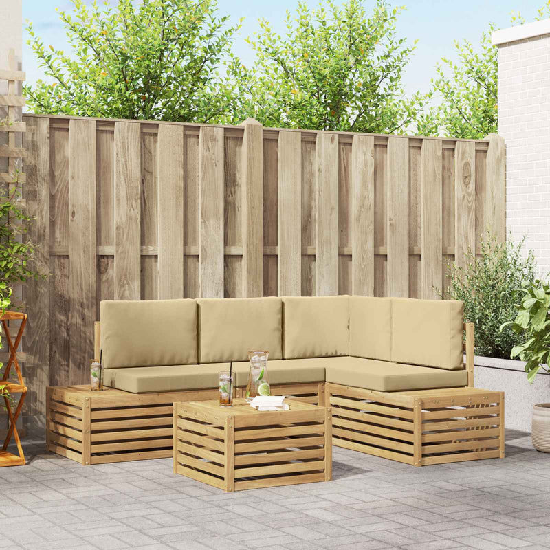 Set de canapele de exterior cu pernă 5 Bucată Alb
