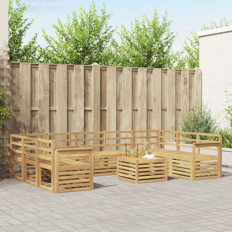 Set de canapele de exterior 10 buc. Alb Lemn Solid de Acacia