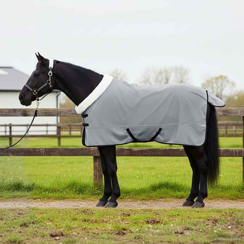 Pătură pentru cai Gri deschis complet 145 cm Fleece polar