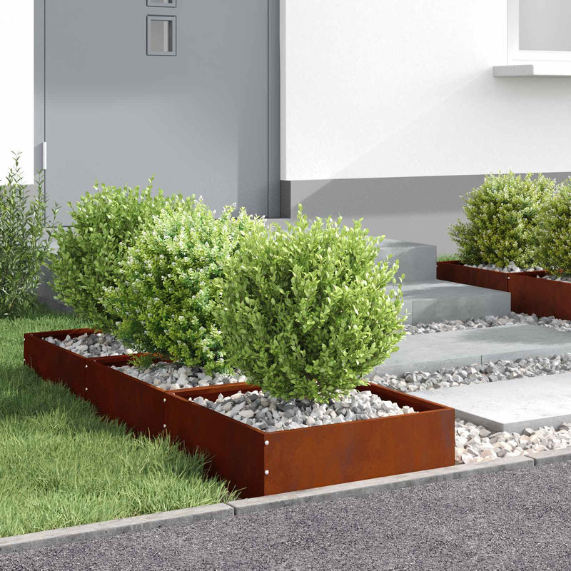 Margine pentru gazon 6 buc. 40 x 40 x 13 cm Ruginit