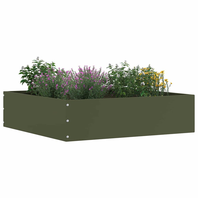 Margine pentru gazon 6 buc. 50 x 50 x 13 cm Oțel Verde măsliniu
