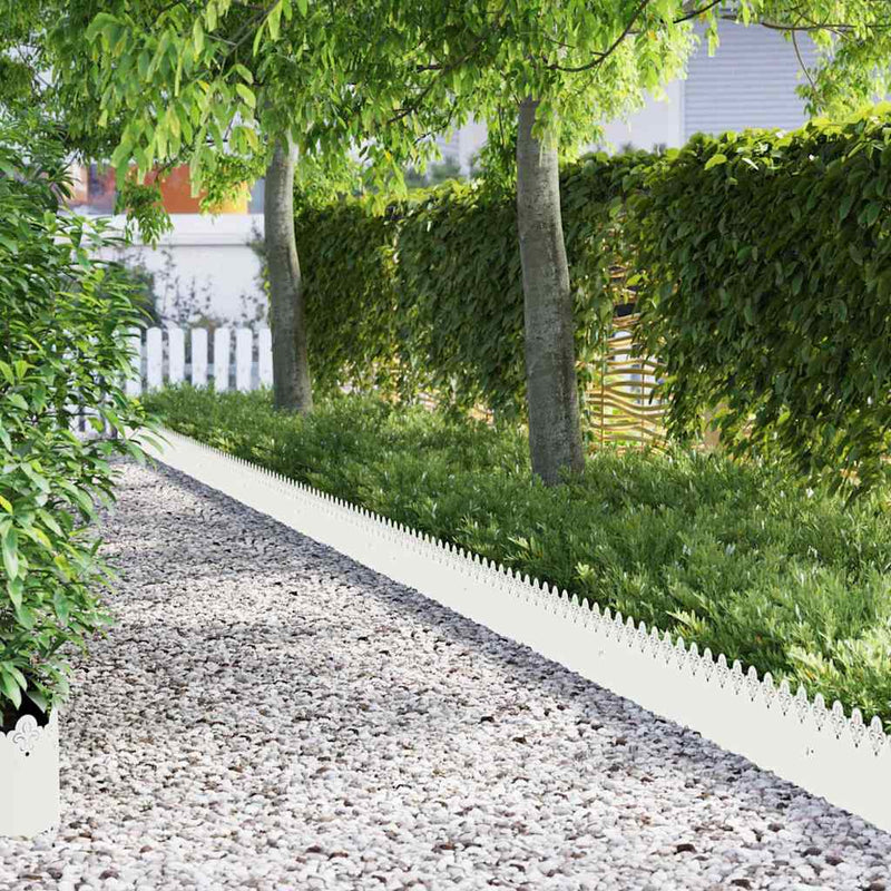 Borduri pentru gazon 20 buc. 103 x 0,05 x 22 cm Oțel Alb