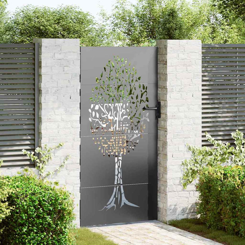 Poartă de grădină 85 x 200 cm Oțel vopsit în pulbere Blocat