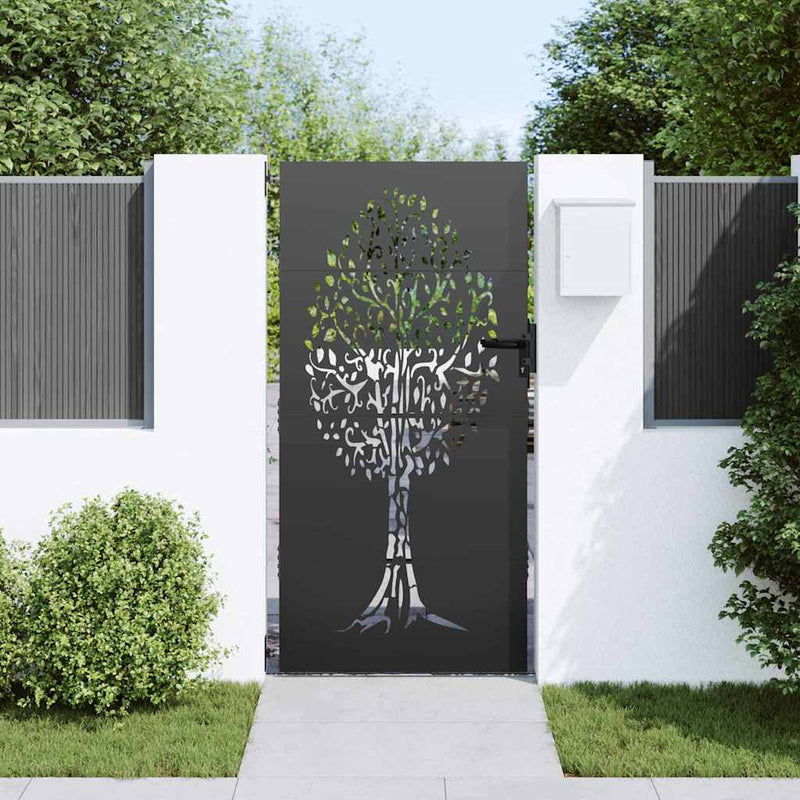 Poartă de grădină 85 x 200 cm Oțel vopsit în pulbere Blocat